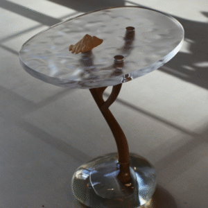FLOWERED MIRROR SIDE TABLE