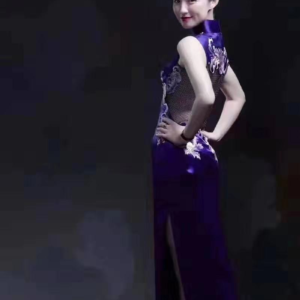 Heavyweight Silk Purple Embroidered Cheongsam