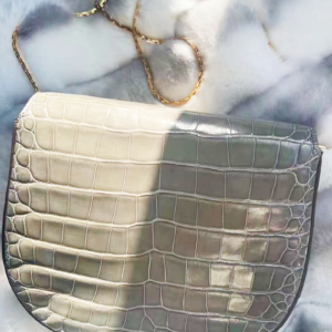 #09 Elephant Gray American Alligator Half-Moon Bag